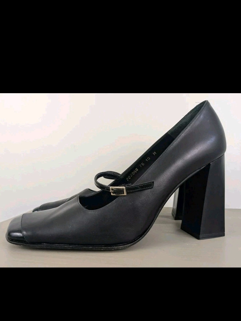 bebe Black Mary Jane Square-Toe Block Heels Y2K Witchy Vamp Retro Goth 10 M